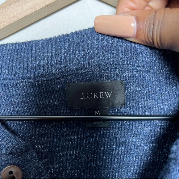 J. Crew Men Sweater Shirt Medium Dark Blue‎ Rugged Cotton Henley Casual - Picture 8 of 9